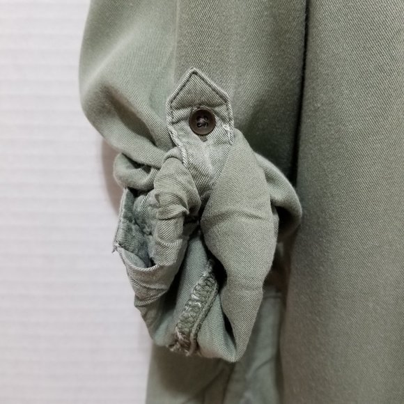 Old Navy top Large 10/12 utility button up twill side split pockets Money Maker - Picture 12 of 15